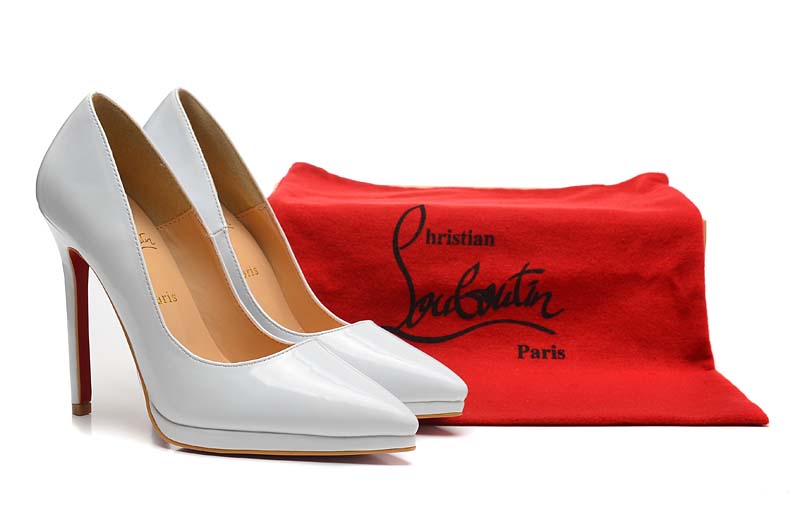 Christian Louboutin 12cm En Cuir Verni Blanc A Des Chaussures